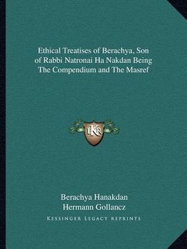 portada ethical treatises of berachya, son of rabbi natronai ha nakdan being the compendium and the masref