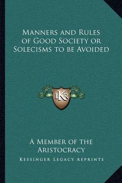 portada manners and rules of good society or solecisms to be avoided (en Inglés)