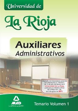 portada Auxiliares administrativos de la Universidad de la Rioja. Temario. Volumen I