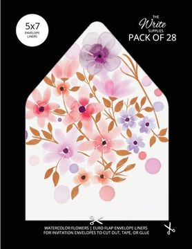 portada Watercolor Flowers Envelope Liners Euro Flap 5x7 with Floral Design: For Invitation Envelopes for Birthdays, Weddings (28 Pack)