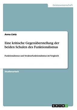 portada Eine kritische Gegenüberstellung der beiden Schulen des Funktionalismus (German Edition)