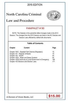portada North Carolina Criminal Law and Procedure-Pamphlet 90 (en Inglés)