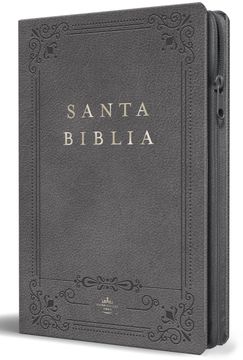portada Biblia RVR 1960 letra grande tamaño manual, Piel gris con cremallera e índice / Spanish Bible RVR 1960 Handy Size Large Print Gray Leathersoft with Zipper