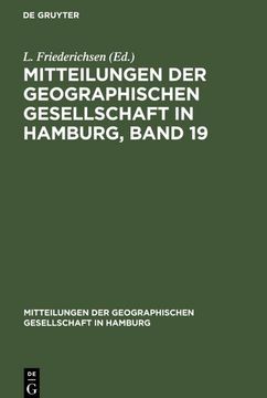 portada Mitteilungen der Geographischen Gesellschaft in Hamburg, Band 19 (en Alemán)