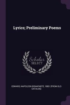 portada Lyrics; Preliminary Poems