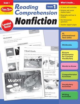 portada Evan-Moor Reading Comprehension: Nonfiction, Grade 1 - Homeschooling and Classroom Resource Workbook, Biographies, Science, Social Studies, Mini Book, Leveled, Vocabulary, Text Structure Analysis 