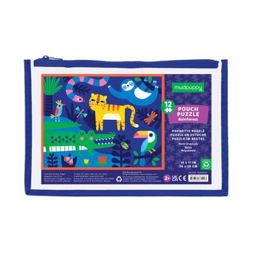 portada Mudpuppy Rainforest 12 Piece Pouch Puzzle, Jigsaw Puzzle for Kids With Extra-Thick Pieces, 14" x 11", Includes a Reusable Zippered Pouch, Ideal for Traveling, Ages 2-4