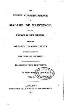 portada The secret correspondence of Madame de Maintenon, with the Princess des Ursins (en Inglés)