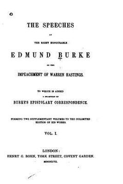 portada The Speeches of the Right Honourable Edmund Burke - Vol. I (en Inglés)
