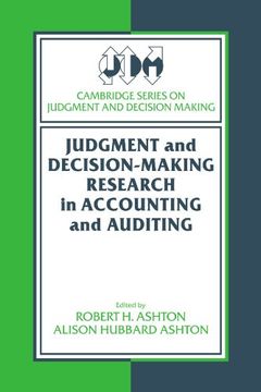 portada Judgment and Decision-Making Research in Accounting and Auditing Paperback (Cambridge Series on Judgment and Decision Making) (en Inglés)