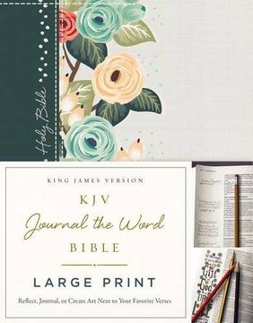 portada KJV, Journal the Word Bible, Large Print, Cloth over Board, Green Floral, Red Letter Edition: Reflect, Journal, or Create Art Next to Your Favorite Verses (en Inglés)