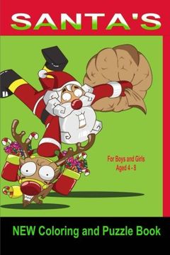 portada Santa's New Coloring and Puzzle Book: For Boys and Girls Aged 4-8 (Christmas Coloring Books)