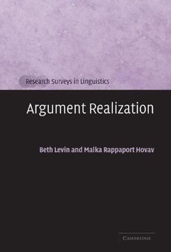 portada Argument Realization Hardback (Research Surveys in Linguistics) (en Inglés)
