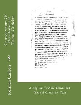 portada Considerations Of New Testament Textual Criticism (en Inglés)