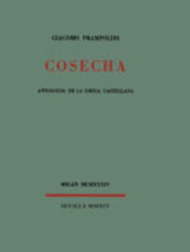 portada COSECHA : ANTOLOG�A DE LA L�RICA CASTELLANA (En papel)