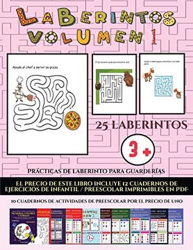 portada Prácticas de Laberinto Para Guarderías (Laberintos - Volumen 1): (25 Fichas Imprimibles con Laberintos a Todo Color Para Niños de Preescolar