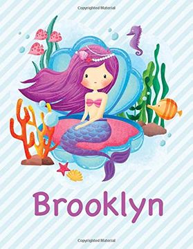 portada Brooklyn: Mermaid Not for Girls 8. 5X11 Wide Ruled Blank Lined Journal Personalized Diary Gift 