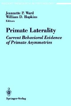 portada primate laterality: current behavioral evidence of primate asymmetries (en Inglés)