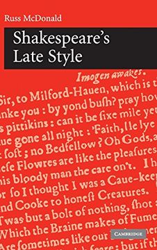 portada Shakespeare's Late Style Hardback (en Inglés)