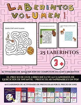 portada Actividades de Adquisición de Competencias con Laberintos (Laberintos - Volumen 1): (25 Fichas Imprimibles con Laberintos a Todo Color Para Niños de Preescolar (in Spanish)