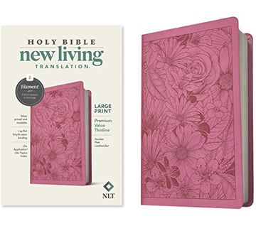 portada Nlt Large Print Premium Value Thinline Bible, Filament Enabled Edition (Leatherlike, Garden Pink) (en Inglés)