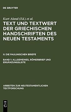 portada Allgemeines, Römerbrief und Ergänzungsliste (Arbeiten zur Neutestamentlichen Textforschung) 