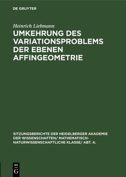 portada Umkehrung des Variationsproblems der Ebenen Affingeometrie (en Alemán)