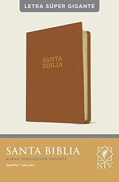 portada Santa Biblia Ntv, Letra Súper Gigante, Letra Roja, Sentipiel: Nueva Traducción Viviente, Café Claro, Sentipiel