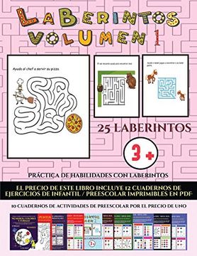 portada Práctica de Habilidades con Laberintos (Laberintos - Volumen 1): (25 Fichas Imprimibles con Laberintos a Todo Color Para Niños de Preescolar