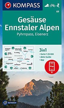 portada Kompass Wanderkarte 69 Gesäuse, Ennstaler Alpen, Pyhrnpass, Eisenerz 1: 35. 000 (en Alemán)