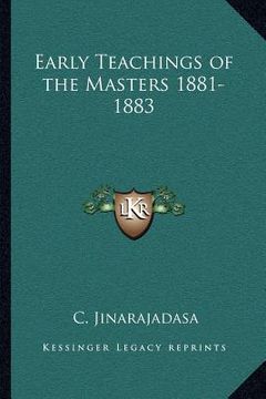 portada early teachings of the masters 1881-1883 (en Inglés)