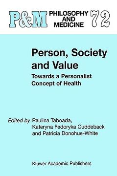 portada person, society and value: towards a personalist concept of health (en Inglés)