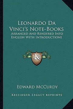 portada leonardo da vinci's note-books: arranged and rendered into english with introductions (en Inglés)
