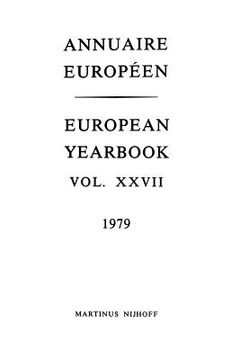 portada Annuaire Europeen / European Yearbook: Vol. XXVII (in English)