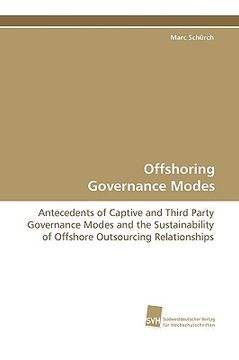 portada offshoring governance modes (en Inglés)