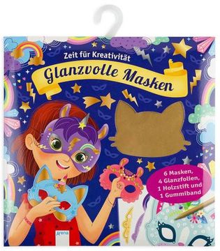 portada Krickel-Kratz-Malbilder. Glanzvolle Masken (6 Masken, 4 Glanzfolien, ein Holzstift und ein Gummiband) (en Alemán)