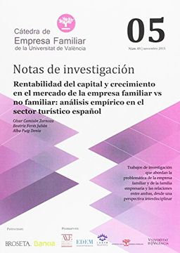 portada Rentabilidad del capital y crecimiento en el mercado de la empresa familiar vs no familiar: Análisis empírico en el sectro turístico español, 2015