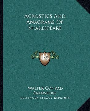portada acrostics and anagrams of shakespeare (en Inglés)