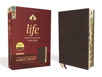 portada Niv, Life Application Study Bible, Third Edition, Large Print, Bonded Leather, Burgundy, red Letter, Thumb Indexed 