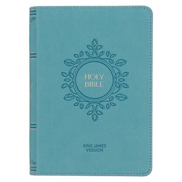 portada KJV Holy Bible, Compact Large Print Faux Leather Red Letter Edition Ribbon Marker, King James Version, Aqua Blue (en Inglés)