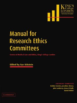 portada Manual for Research Ethics Committees: Centre of Medical law and Ethics, King's College London (en Inglés)