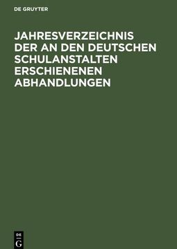 portada Jahresverzeichnis der an den Deutschen Schulanstalten Erschienenen Abhandlungen (in German)