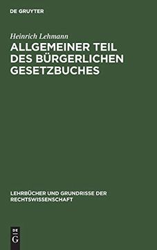 portada Allgemeiner Teil des bã Â¼Rgerlichen Gesetzbuches (Lehrbã Â¼Cher und Grundrisse der Rechtswissenschaft, 1) (German Edition) [Hardcover ] (en Alemán)