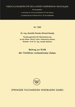 portada Beitrag zur Kritik der Verfahren vorbestimmter Zeiten (German Edition)