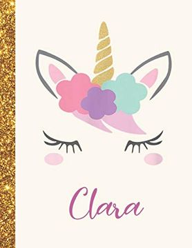 portada Clara: Clara Unicorn Personalized Black Paper Sketchbook for Girls and Kids to Drawing and Sketching Doodle Taking Note Marble Size 8. 5 x 11 