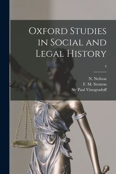 portada Oxford Studies in Social and Legal History; 4 (en Inglés)