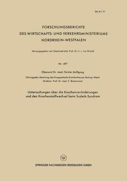 portada Untersuchungen über die Knochenveränderungen und den Knochenstoffwechsel beim Sudeck-Syndrom (Forschungsberichte des Wirtschafts- und Verkehrsministeriums Nordrhein-Westfalen) (German Edition)