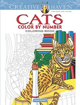 portada Creative Haven Cats Color by Number Coloring Book (Creative Haven Colouring Books) (in English)