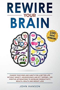 portada Rewire Your Brain: Change Your Mind and Habits for a Better Life Without Anxiety. Neuroscience and eft Tapping + 100 Positive Affirmations to Increase Productivity, Wealth, Health and Weight Loss (in English)