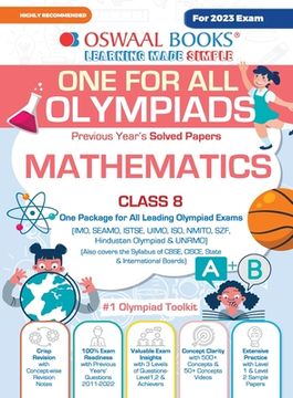 portada Oswaal One For All Olympiad Previous Years' Solved Papers, Class-8 Mathematics Book (For 2023 Exam) (in English)